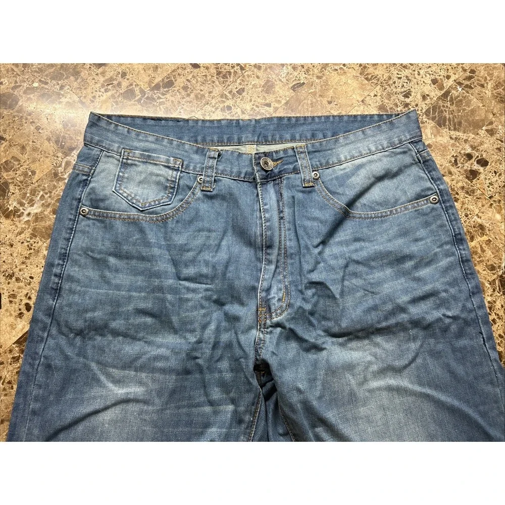 Play Bigg Mens Blue Straight Leg Denim Jeans 36x31 Regular Fit